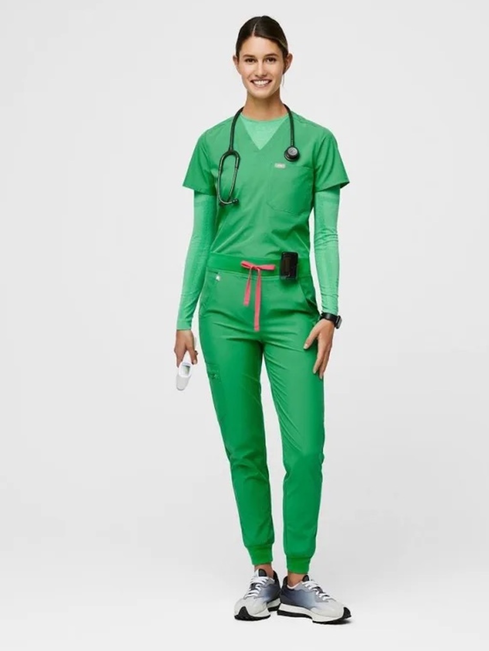 FIGS Catarina Scrub Top in Safety Green FreeX